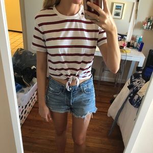 H&M striped nautical tie front tee